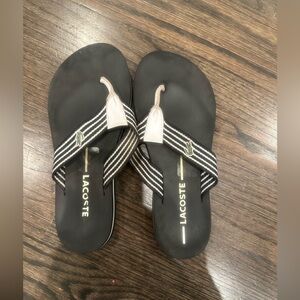 Lacoste Women's Black and White Striped Sandals